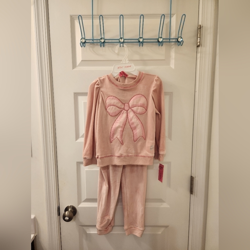 Girls Outfit Set Size 6 Betsey Johnson Pink Bow NWT Joggers Sweatshirt #H254